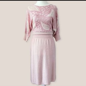 VTG pink cropped sweater & skirt set